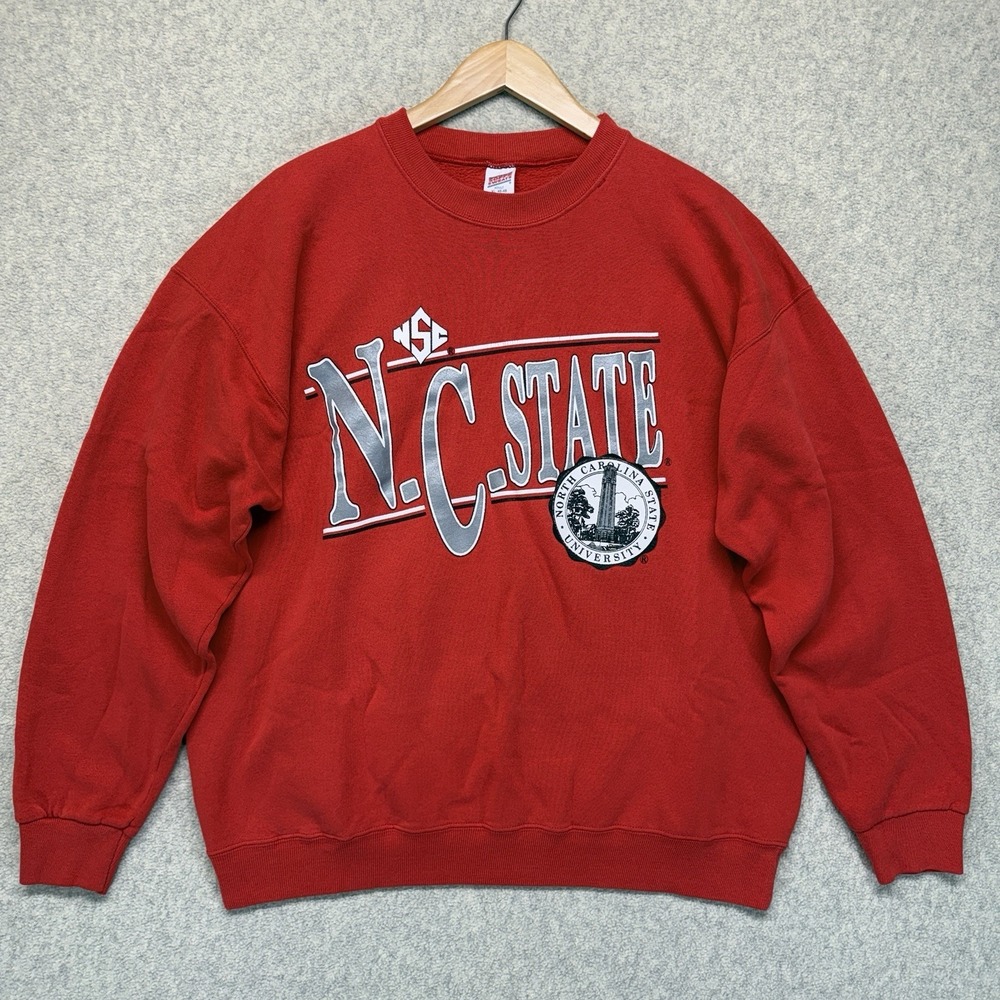 Vintage NC State Wolfpack Crewneck Sweatshirt Red Made USA Adult XL 90s NCAA